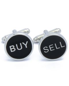 N-2694 Manchetknopen - Buy Sell Tekst Zwart Rond Beleggen 1.jpg