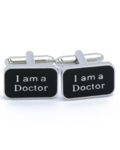 N-2701 Manchetknopen - Zwart Rechthoekig I Am a Doctor 1.jpg