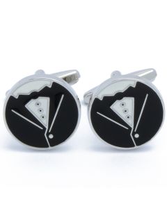 N-2702 Manchetknopen - Pak Tuxedo Zwart Wit Rond 1.jpg