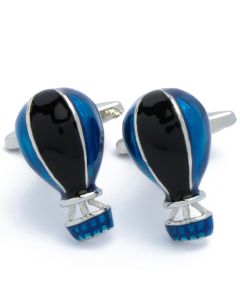 N-2705 Manchetknopen - Luchtballon Turquoise Blauw Zwart 1.jpg