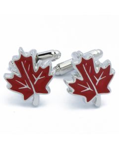 N-2744 Manchetknopen - Rode Esdoorn Eiken Bladeren 1.jpg