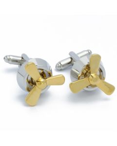 N-2745 Manchetknopen - Vliegtuig Motor Propeller Zilver en Goud 1.jpg
