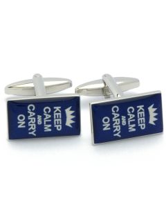 N-2779 Manchetknopen - Tekst Keep Calm And Carry On Blauw 1.jpg