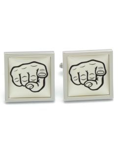 N-2793 Manchetknopen - Wijzende Vingers Afbeelding Wit Zwart 1.jpg