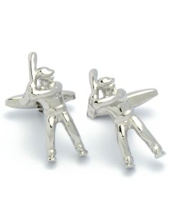 N-2867 Manchetknopen - Honkbal Softbal Poppetje Mannetje Zilverkleurig 1.jpg