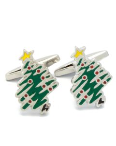 N-2885 Manchetknopen - Kerstbomen Groen Rood Geel 1.jpg