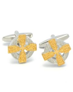 N-2912 Manchetknopen - Keltisch Kruis Zilver en Goudkleurig 1.jpg