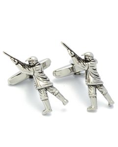 N-2925 Manchetknopen - Jager met Jachtgeweer Zilverkleurig 1.jpg