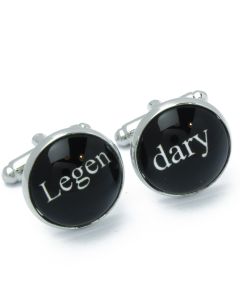 N-2952 Manchetknopen - Tekst Legendary Legen Dary Zwart Wit 1.jpg