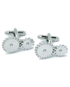 N-2966 Manchetknopen - Twee Bewegende Tandwielen Zilverkleurig 1.jpg