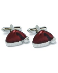 N-3014 Manchetknopen - Kerstmutsen Muts Rood en Zilverkleurig 1.jpg