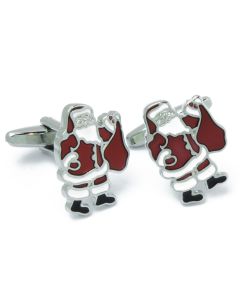 N-3015 Manchetknopen - Kerstman met Zak Cadeautjes Rood en Wit 1.jpg