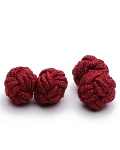 SK-1014 Manchetknopen - Zijden Knoop Bordeaux Rood 1.jpg