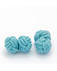 SK-1029 Manchetknopen - Zijden Knoop Lichtblauw Turqoise 1.jpg