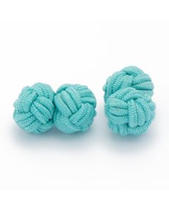 SK-1030 Manchetknopen - Zijden Knoop Lichtgroen Turqoise 1.jpg