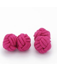 SK-1032 Manchetknopen - Zijden Knoop Donkerroze Rood 1.jpg