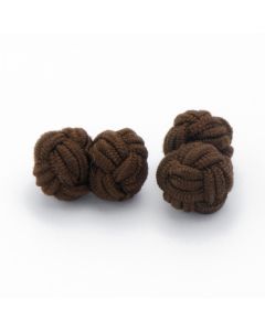 SK-1044 Manchetknopen - Zijden Knoop Bruin Kastanjebruin 1.jpg