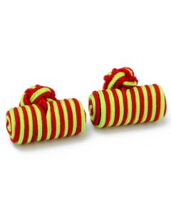 SK-1047 Manchetknopen - Zijden Knoop met Groen en Rode Cilinder 1.jpg