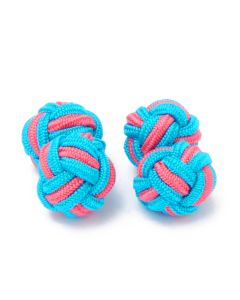 SK-1071 Manchetknopen - Zijden Knoop met Blauw en Roze 1.jpg