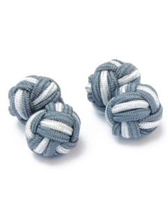 SK-1074 Manchetknopen - Zijden Knoop met Grijs en Lichtgrijs 1.jpg