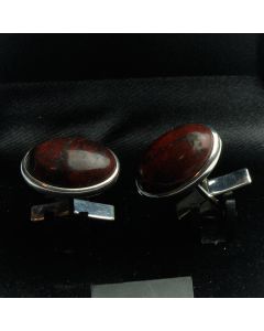 ZE1-1001 Manchetknopen - Echt Zilver 925 Rode Jaspis 1.jpg
