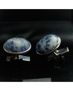 ZE1-1009 Manchetknopen - Echt Zilver 925 Blauwgestipte Steen 1.jpg