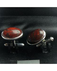 ZE2-1001 Manchetknopen - Echt 925 Zilver Rode Jaspis 1.jpg
