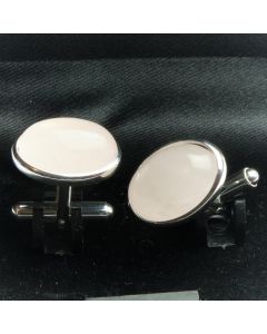 ZE2-1006 Manchetknopen - Echt 925 Zilver Rozenkwarts 1.jpg