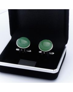 ZE3-1001 Manchetknopen - Echt Zilver 925 Rond Aventurijn Groen 1.jpg