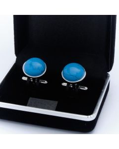 ZE3-1002 Manchetknopen - Echt Zilver 925 Rond Turquoise Blauw 1.jpg