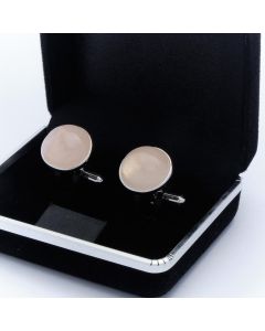 ZE3-1004 Manchetknopen - Echt Zilver 925 Rond Rozenkwarts Roze 1.jpg