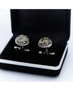 ZE3-1008 Manchetknopen - Echt Zilver 925 Rond Dalmatier Jasper Jaspis 1.jpg