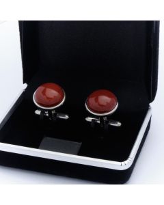 ZE3-1009 Manchetknopen - Echt Zilver 925 Rond Rode Jasper Jaspis 1.jpg