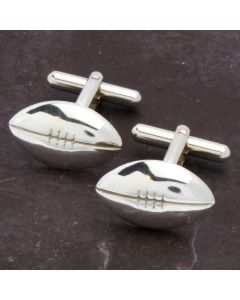 ZI-1005 Manchetknopen - Echt Zilver 925 Rugbybal Rugby Spiegelend 1.jpg