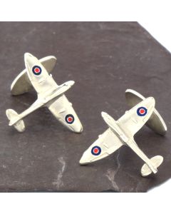 ZI-1020 Manchetknopen - Echt Zilver 925 Spitfire Vliegtuig 1.jpg