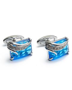 KC-1006 Manchetknopen - Blauwe Steen met Zilver 1.jpg