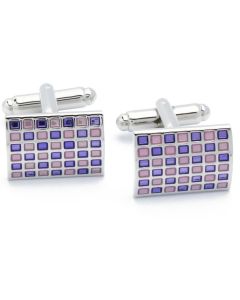 KC-1032 Manchetknopen - Rechthoek met Paarse Emaille Vakjes 1.jpg