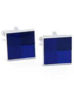 KC-1033 Manchetknopen - 4 Vlakken met Ribbels Blauw 1.jpg