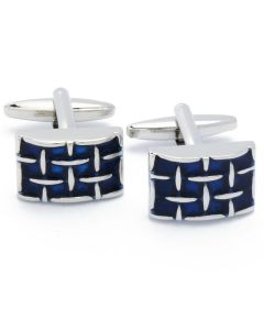 KC-1042 Manchetknopen - Blauw Emaille met Zilveren Rooster 1.jpg