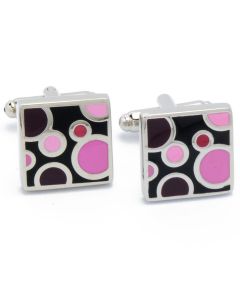 KC-1043 Manchetknopen - Vierkant met Paarse en Roze Bollen 1.jpg