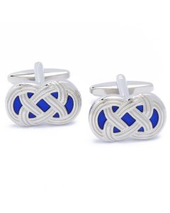 KC-1059 Manchetknopen - Ovaal Blauw Emaille met Zilveren Banden 1.jpg