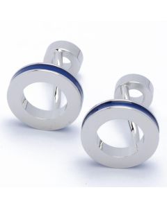 KC-1063 Manchetknopen - Rond met Open Midden en Blauwe Rand 1.jpg