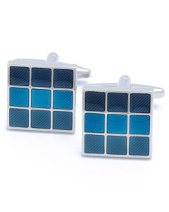 KC-1092 Manchetknopen - Vierkant Blauw met 9 Vlakken 1.jpg