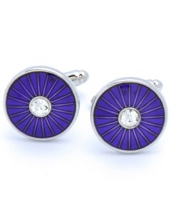 KC-1099 Manchetknopen - Paars Rond met Witte Steen 1.jpg