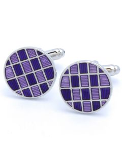 KC-1103 Manchetknopen - Rond met Paarse Vlakken 1.jpg
