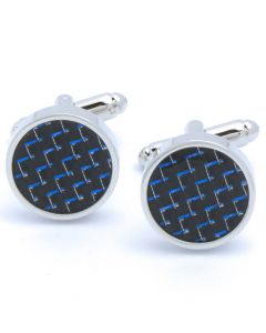 KC-1105 Manchetknopen - Blauwe Glans Zwart Rond 1.jpg