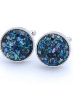 KC-1107 Manchetknopen - Blauw Parelmoer Design Rond 1.jpg