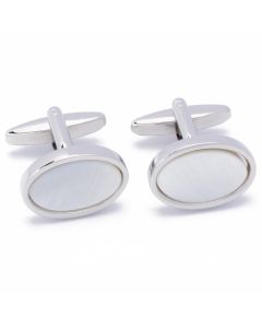 KS-1030 Manchetknopen - Ovaal Zilver met Wit Parelmoer 1.jpg