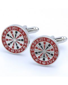 N-1191 Manchetknopen - Dartbord Darten Dartsport Rood Zwart 1.jpg
