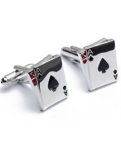 N-1292 Manchetknopen - Speelkaarten Koning en Aas Poker Blackjack 1.jpg